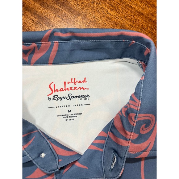 Reyn Spooner Alfred Shaheen Mens Medium Blue Pink Bird of Paradise Polo Shirt - Picture 3 of 14